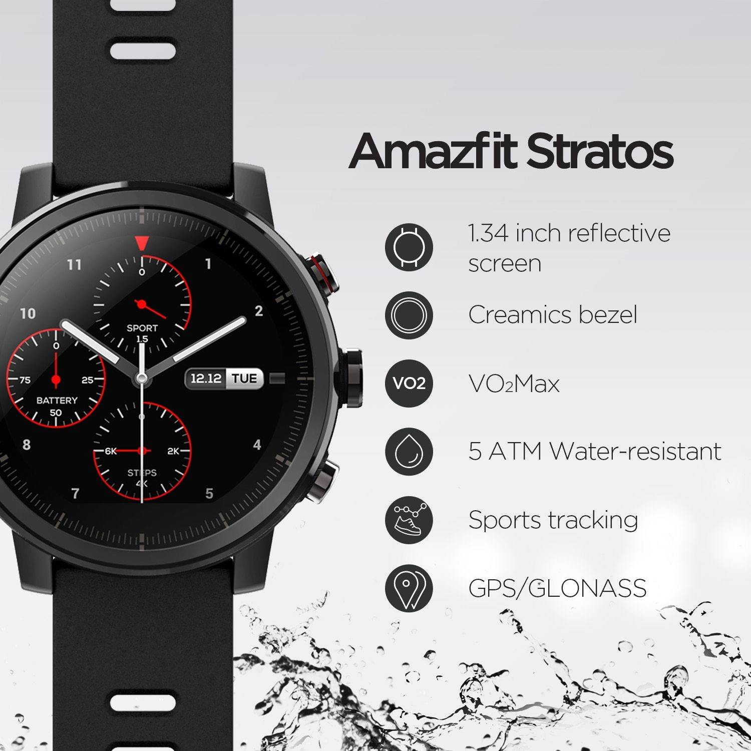 Relógio Smartwatch Amazfit com GPS Stratos 3 - Lemar Magazine